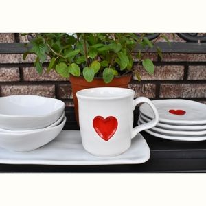 *SOLD* Heart Print Dish Set
